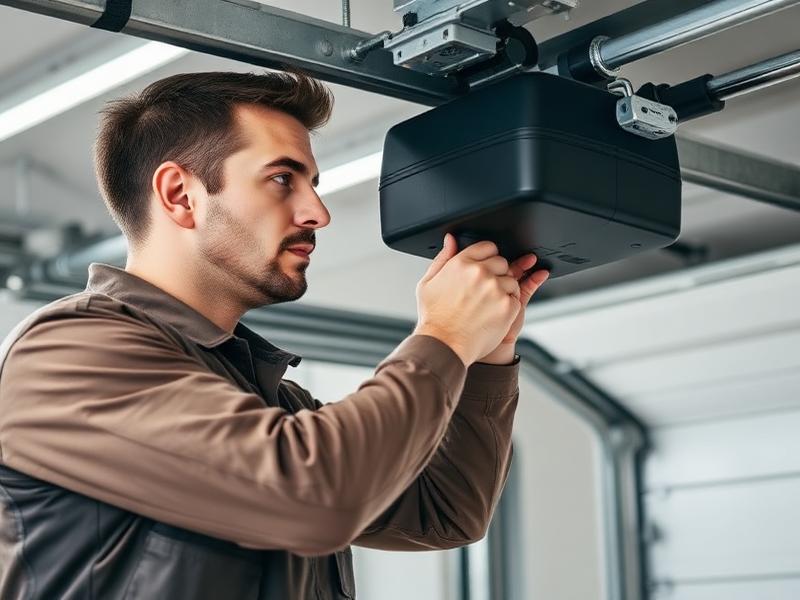 Experienced Plant City Garage Doors technician adjusting a garage door opener motor
